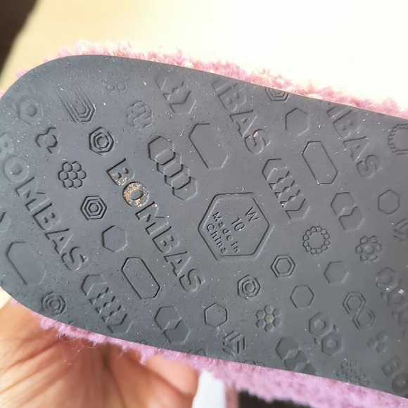 Bombas Womens Sherpa Slip On Slippers Gripper Mauve Rubber Sole Mauve Size 10 - Picture 4 of 5